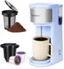 Single Serve Coffee Maker, K Cup and Ground Coffee Machine 2 in 1, 6 to 14 Oz Brew Sizes, Mini One Cup Coffee Maker(Blue) 1