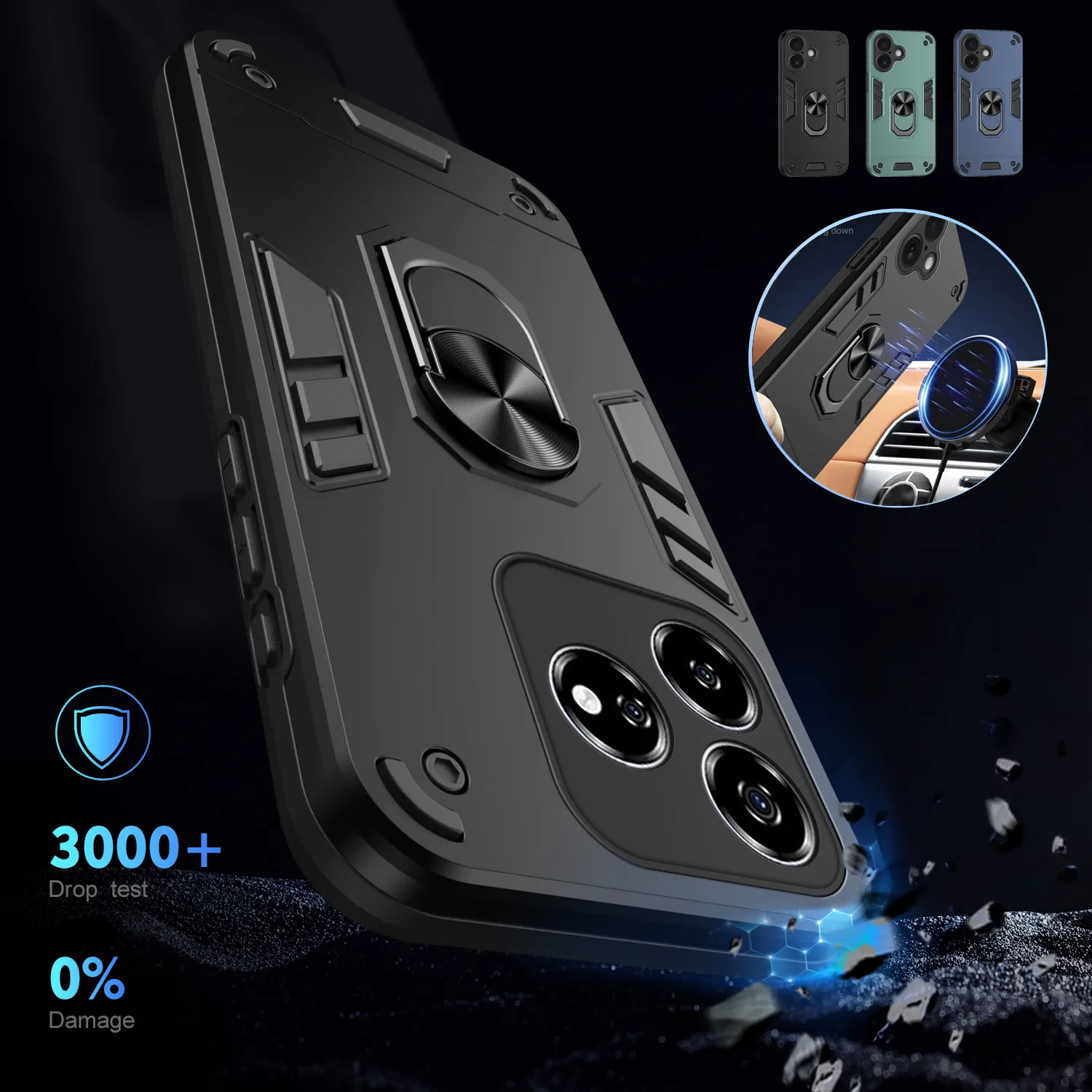Rugged Shockproof Case with Ring Stand Holder