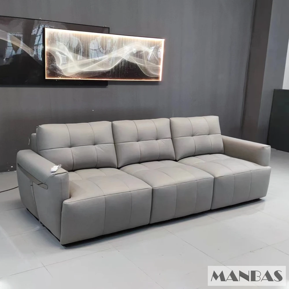 MINGDIBAO Electric Convertible Sofa Bed Italian Genuine Leather Couch Multifunction Folding Sofas Beds for Cinema Free Shipping