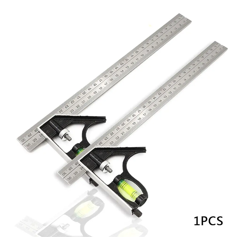 300Mm Square Angle Ruler Adjustable Combination 45/90 Degree With Bubble Level Multifunctional Gauge Measuring Tools