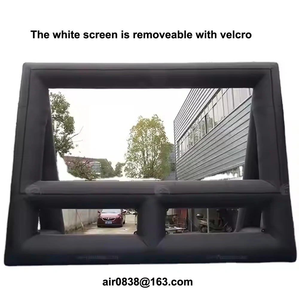 White Large 30ft Inflatable Movie Screen Outdoor Theater Oxford Foldable Home Cinema With Blower For Projector Event Party 3