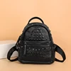 100% Real Leather Women Backpack Rivet Female Daily Crocodile Pattern School Bag for Girls Teenagers Travel Bag Leather rucksack 3