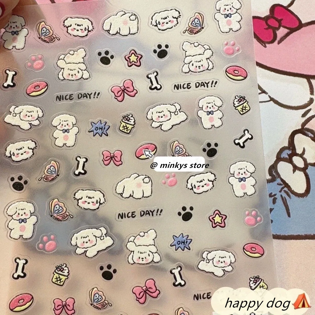 MINKYS 새로운 도착 1pc Kawaii 개 고양이 스티커 DIY 스크랩북 스티커 색종이 전화 카메라 노트북 장식 스티커