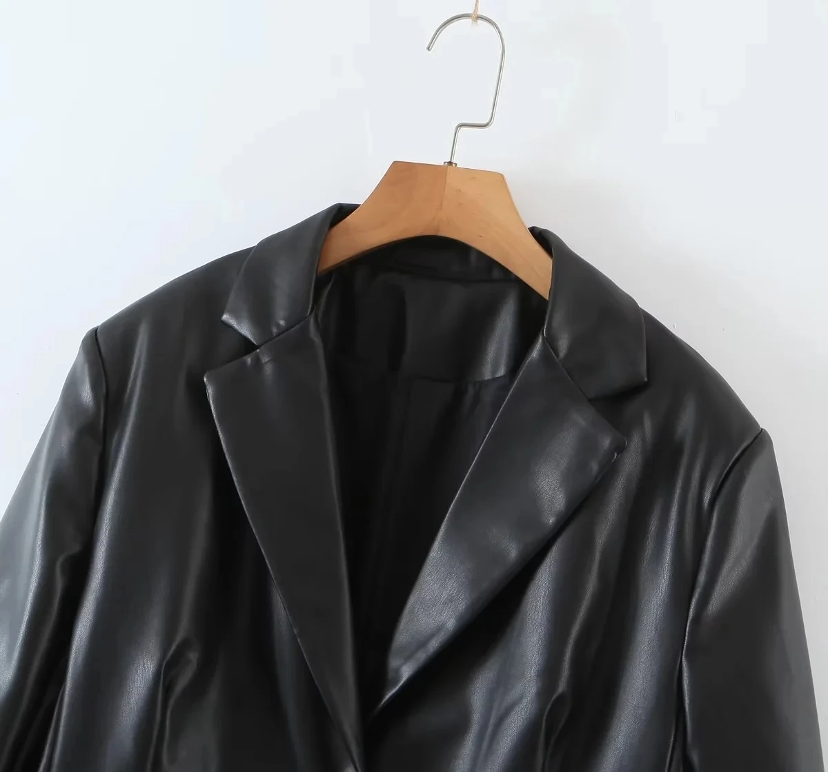 Jenny&Dave Ins Fashion Blogger Vintage Boyfriend Loose Leather Blazers Fashion High Street Casual Jacket Women