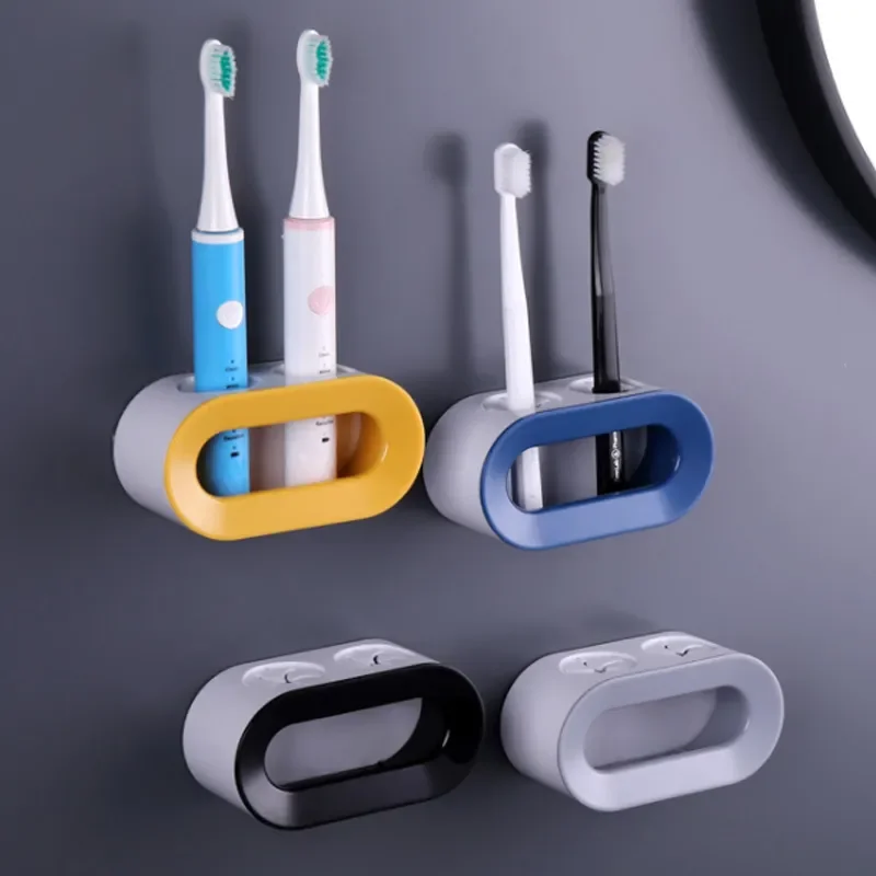 Electric Toothbrush Holder Double Hole Self-adhesive Stand Rack Wall-Mounted Holder Storage Space Saving Bathroom Accessories toothbrush holder,bathroom storage rack