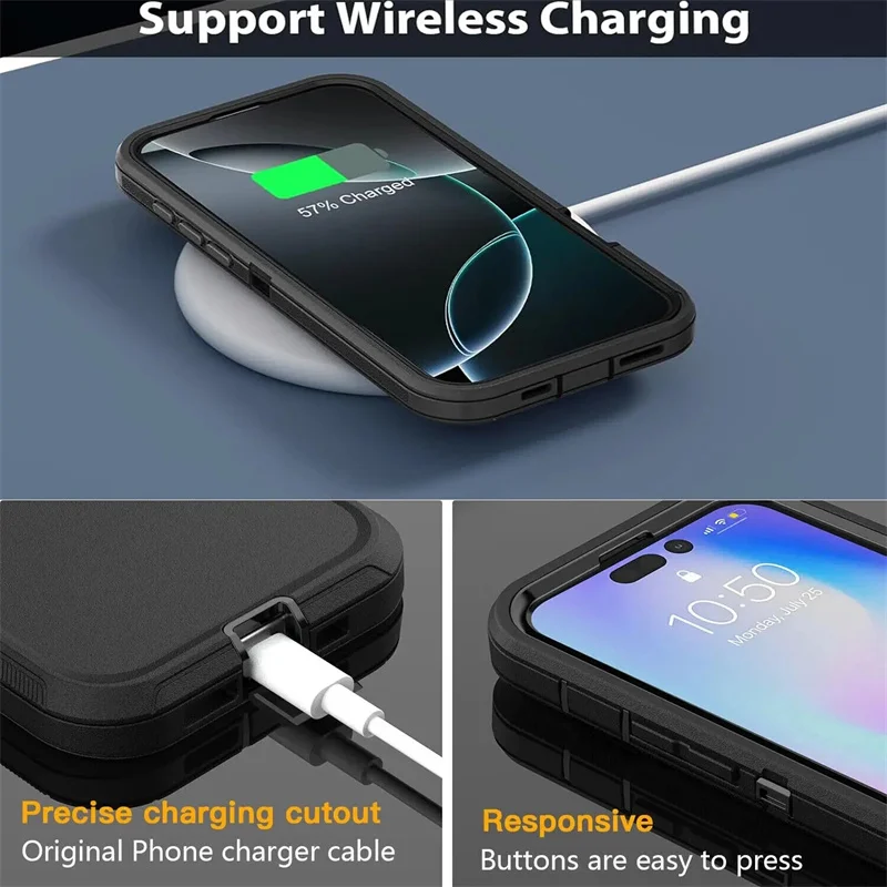 Heavy Duty 3-in-1 Shock Absorb Armor Case with MagSafe Charging Compatibility