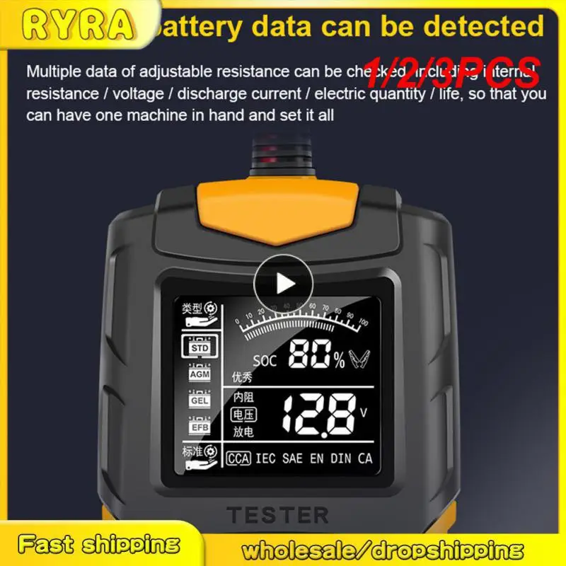 

1/2/3PCS 12v24v Portable Professional Car Battery Tester Cca Digital Battery Analyzer Measurement Diagnostic Tool For Lead-acid