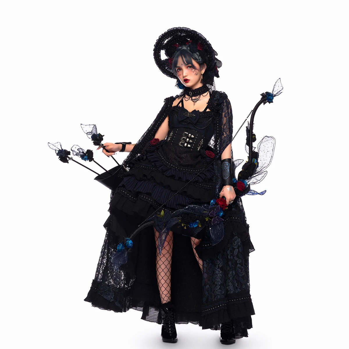 

[Youpairui]Ismailia JSK Black Lolita Dress Green Flower Wedding Tea Party Gothic Lolita