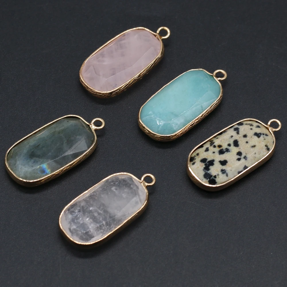

10PCS Wholesale Natural Semi-precious Stone Rectangular Faceted Pendant Handmade DIY Necklace Bracelet Jewelry Gift
