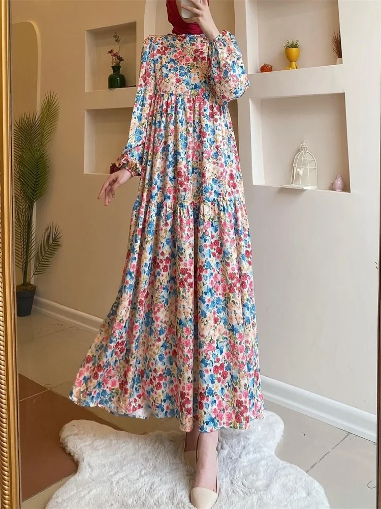 프린트 무슬림 부르카 드레스, 가을 및 겨울, 신상 