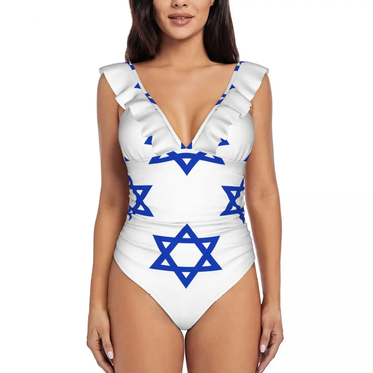 

New Arrivals Identical Sets Flag Of Israel Swimwear V-neck Sexy Swimming Costumes