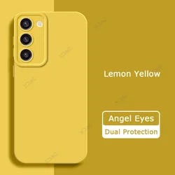 Luxury Angel Eyes Liquid Silicone Phone Case - Fashionable 360° Protection - Samsung S24 (Lemon Yellow)