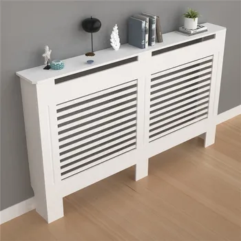 Super Tall Radiator Cover – Grill Shelf Cabinet in Modern Vertical/Horizontal Style 1