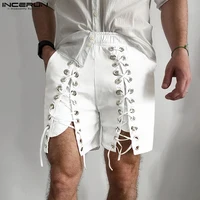 INCERUN 2025 American Style Shorts Stylish Men's Mesh Design Solid Color Shorts Summer Hot Selling Male Streetwear Simple Shorts