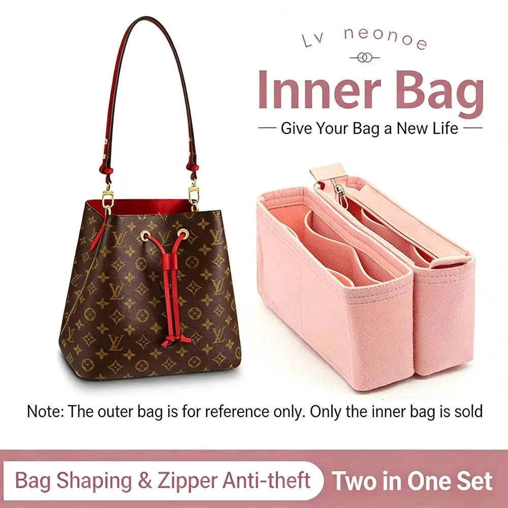 Felt Bag Organizer Insert For Neonoe Bucket Bag Shaper Purse Inner Pouch With Zipper Anti Theft Cosmetic Makeup Storage Bags