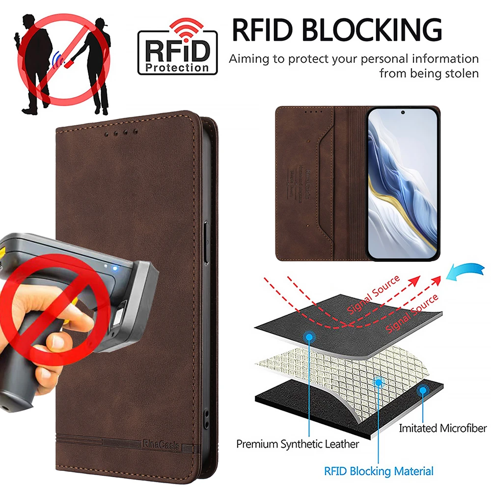 Magnetic RFID Anti-Theft Leather Book Case and Cover Bag