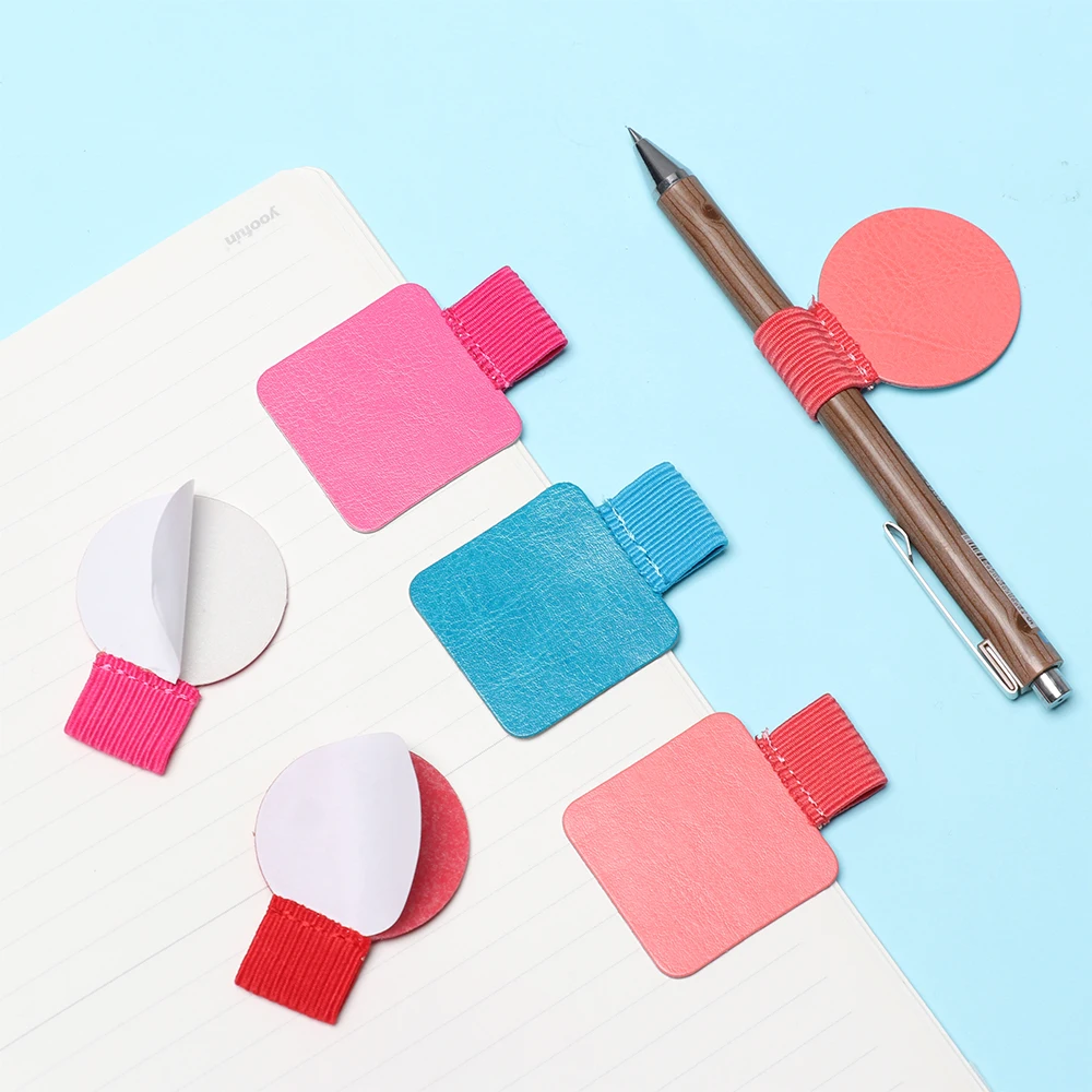 1Pc Self-adhesive Pen Holder Elastic Loop Notebook Leather Pen Clips Adjustable Office Convenient Portable For Organizer