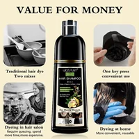 Shampoing 3 en 1 à base de plantes naturelles, 200ml, noir, marron foncé, couverture grise, nourrissant en profondeur, crème de coloration rapide pour femmes et hommes 4