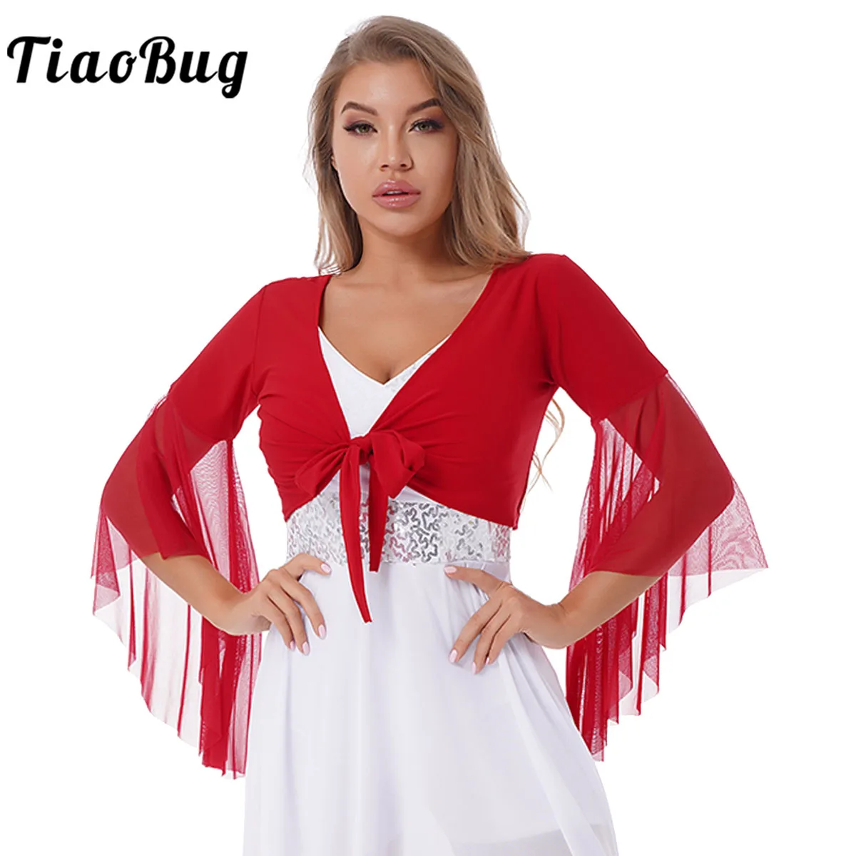 Haut De Danse Du Ventre à Manches Longues - Court, Paillettes Et Perles, Taille Unique