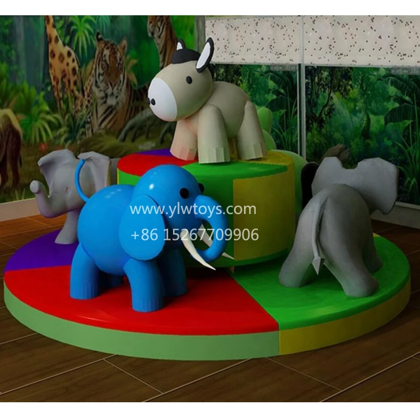 

YLWCNN Factory Wholesale Amusement Rotating Chairs/Soft Playground Game Toy/Baby Play Equipment Park Kids Animal Carousel Game