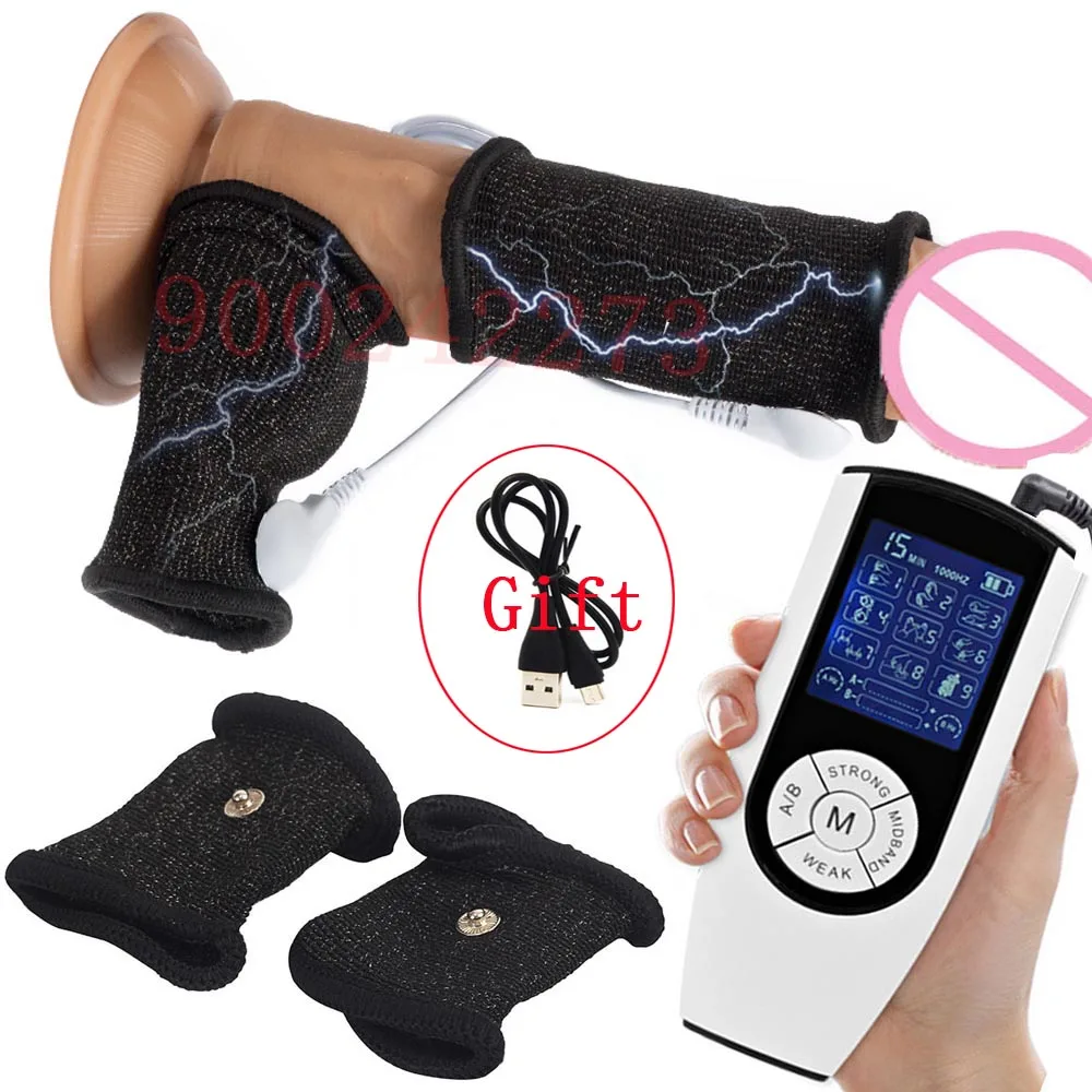 Male Electric Shock Conductive Penis Rings SM Electro Stimulation Scrotum Sleeve Cock Extender Enlarger Sex Product