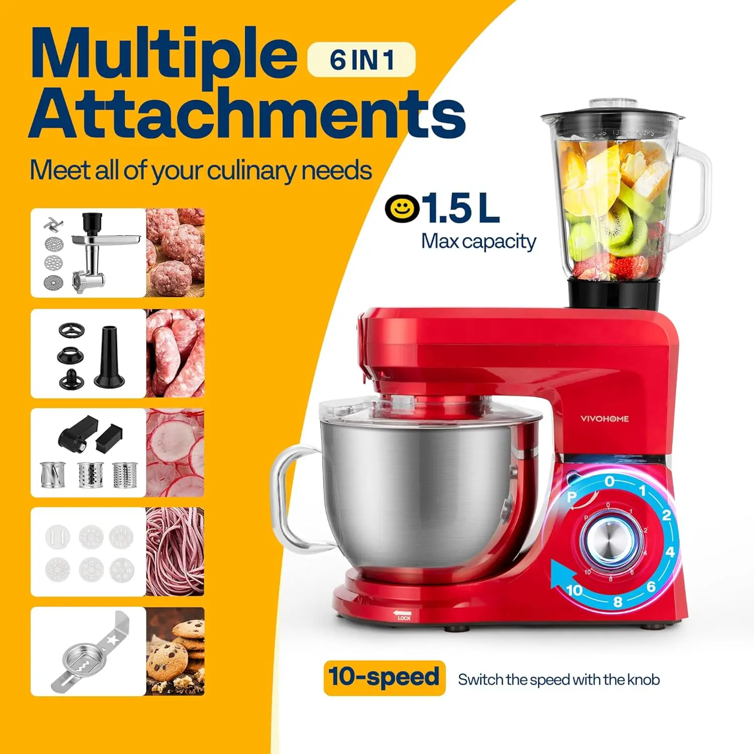 Mixer with accessories and bowl