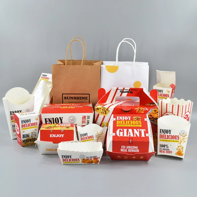 Custom  Wholesale MDonalds French Fried Chicken Chips Takeaway Fast Food Packing Custom Print Kraft Hamburger Burger Box custom custom design logo disposable cardboard kraft fast food lunch fries hot dog pizza hamburger chicken burger packaging pape