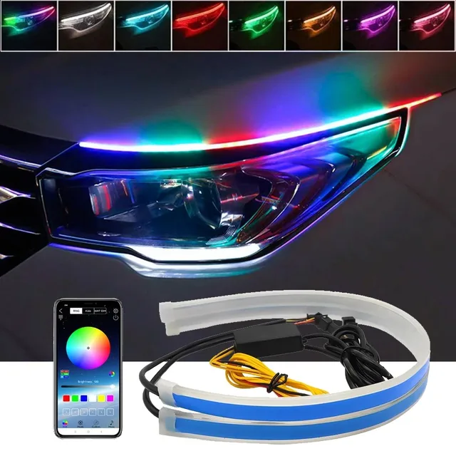 Daytime Running Lights Car LED DRL Lamp Strip DRL Decorative  Light Auto Headlight Turn Signal Light RGB With Remote App Control 1