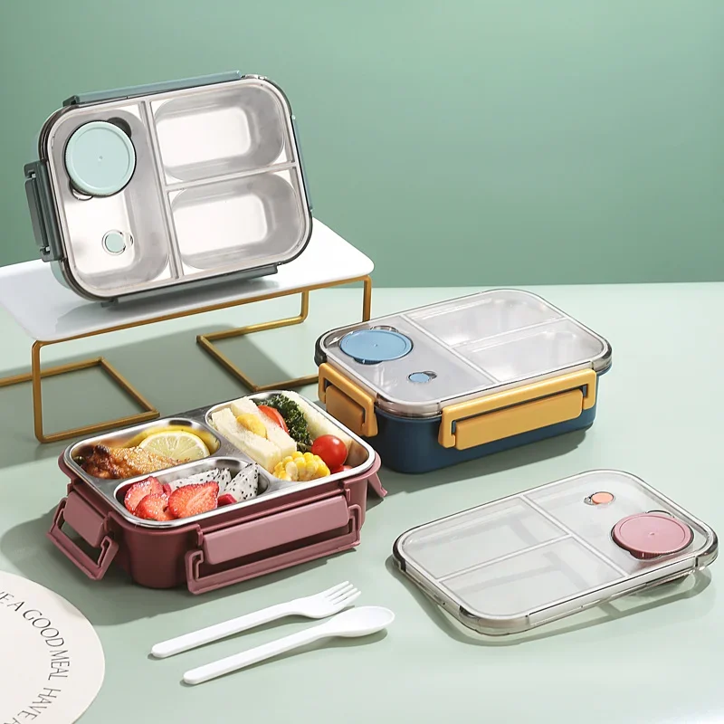 Stainless Steel Portable Divided Lunch Box for Adults Kids