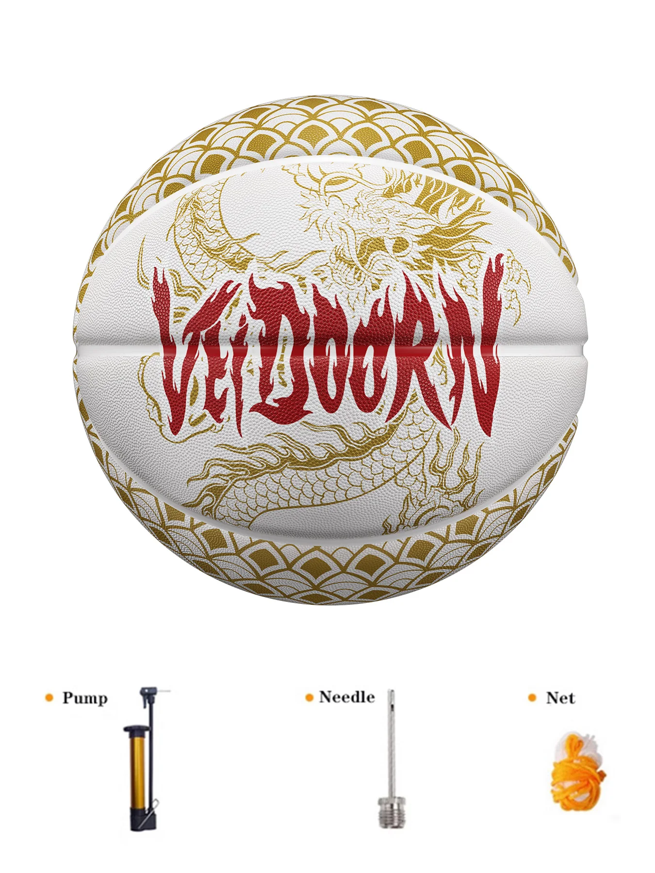 White Gold Rubber Basketball Ball Image 7