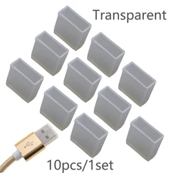 Set of 10 USB Dust and Moisture Protective Covers (Transparent)
