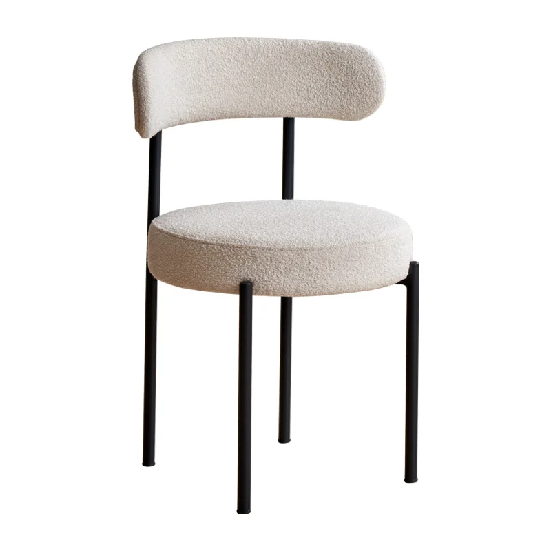 Nordic Luxury Dining  Upholstered Backrest Chair Designer Accent  Lambswool Vanity Chair Cozy Leisure Seat Sillas Nordicas