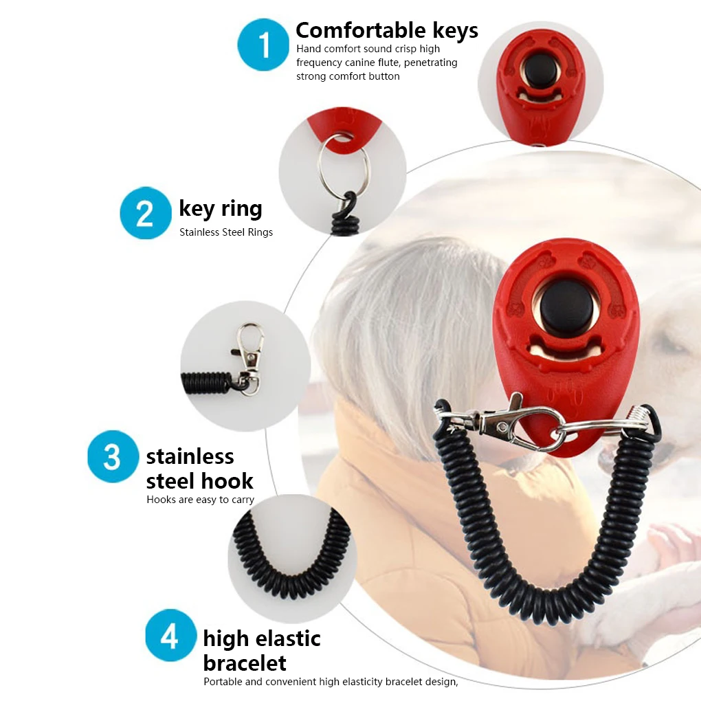 Portable Pets Training Clicker Animal Behavior Aids Diet Button Trainer Professional Indoor Outdoor Pet Dog Training Supplies