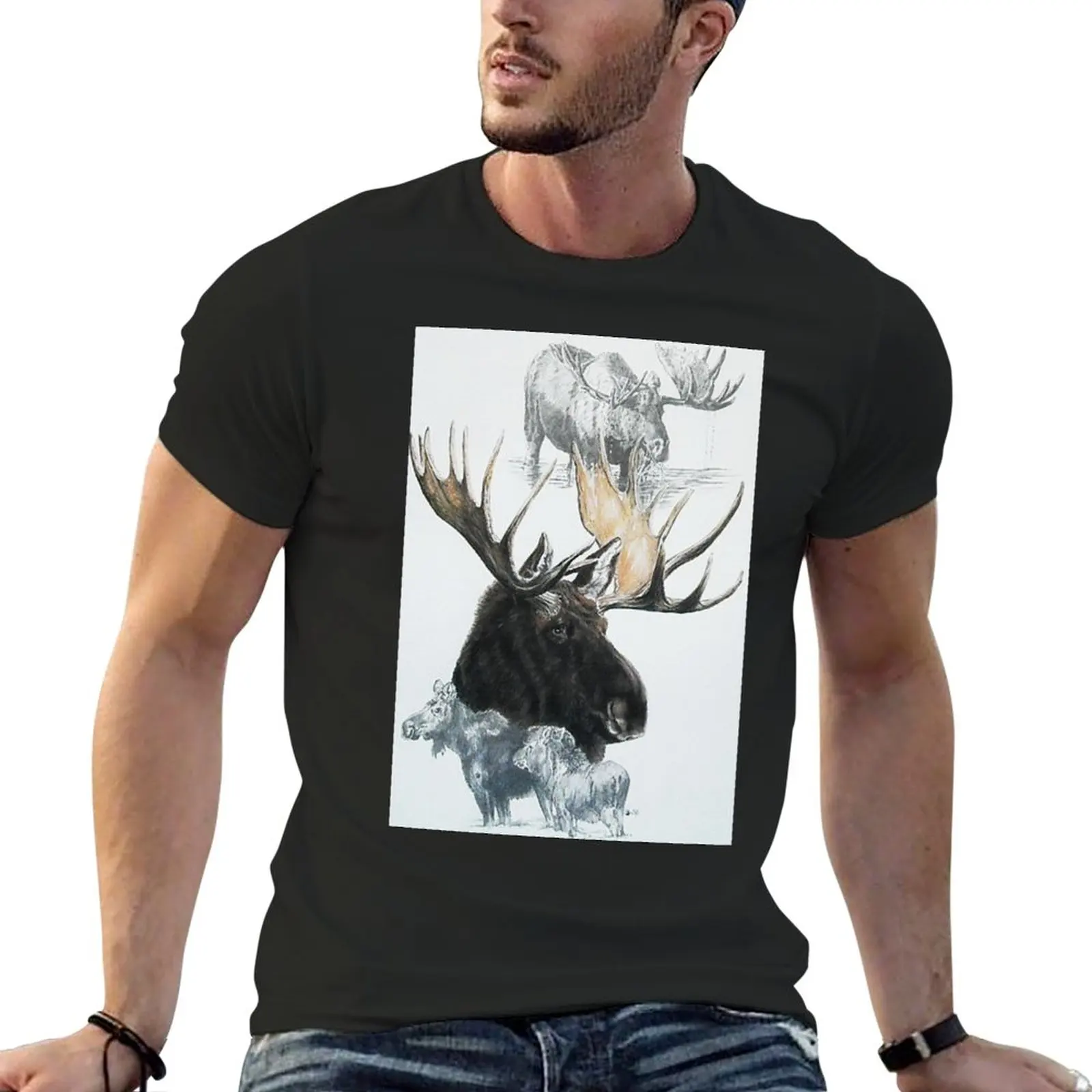 

Moose Collage T-Shirt plain t-shirt quick drying t-shirt mens t shirts casual stylish