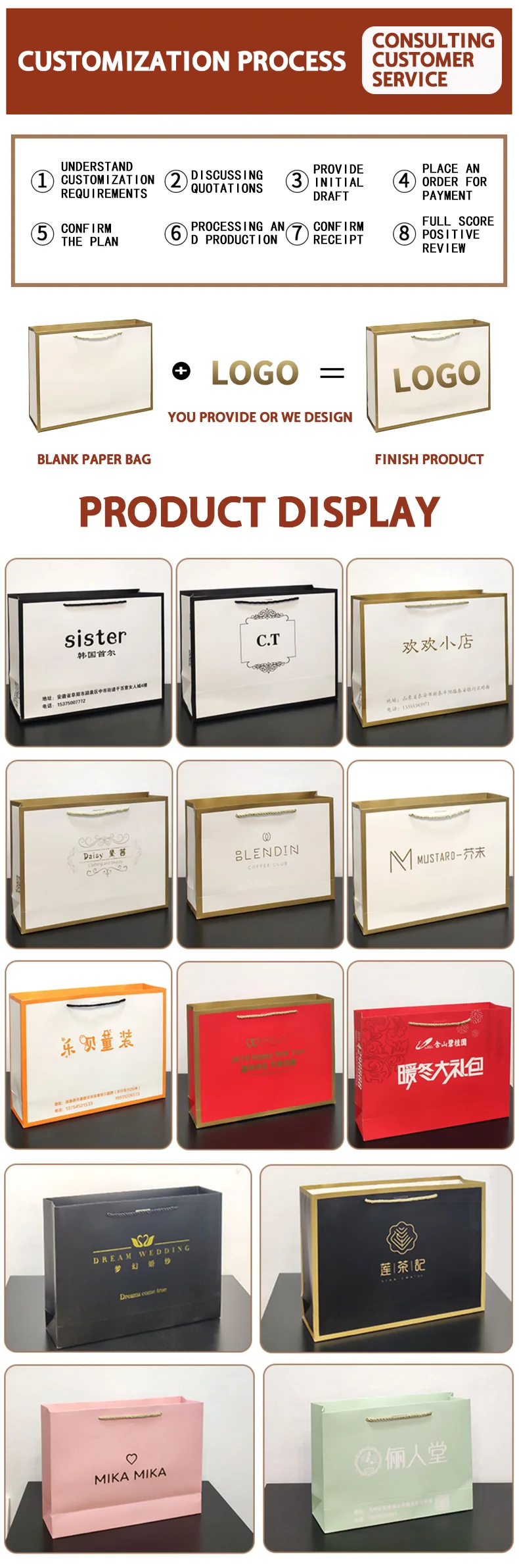 10 PCS Paper Bags Jewelry Clothing Store Small Business Product Packaging Wedding Gift Perfume Bow Tote Bag Printable Logo 4 S5704f571898b4cb389a6eb49f72006edF