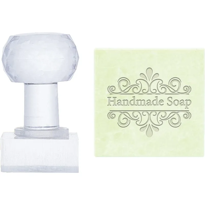 1pc Flower Acrylic Stamp Word Soap Embossing Stamp Soap Handle Round Chapter Imprint Handmade soap stamp