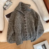 Women's Turtleneck Cardigan Sweater Y2k Vintage 2000s Jumper Knitwear Long Sleeves Korean Soft Cozy Sweater Autumn Winter 2025 - Image 4