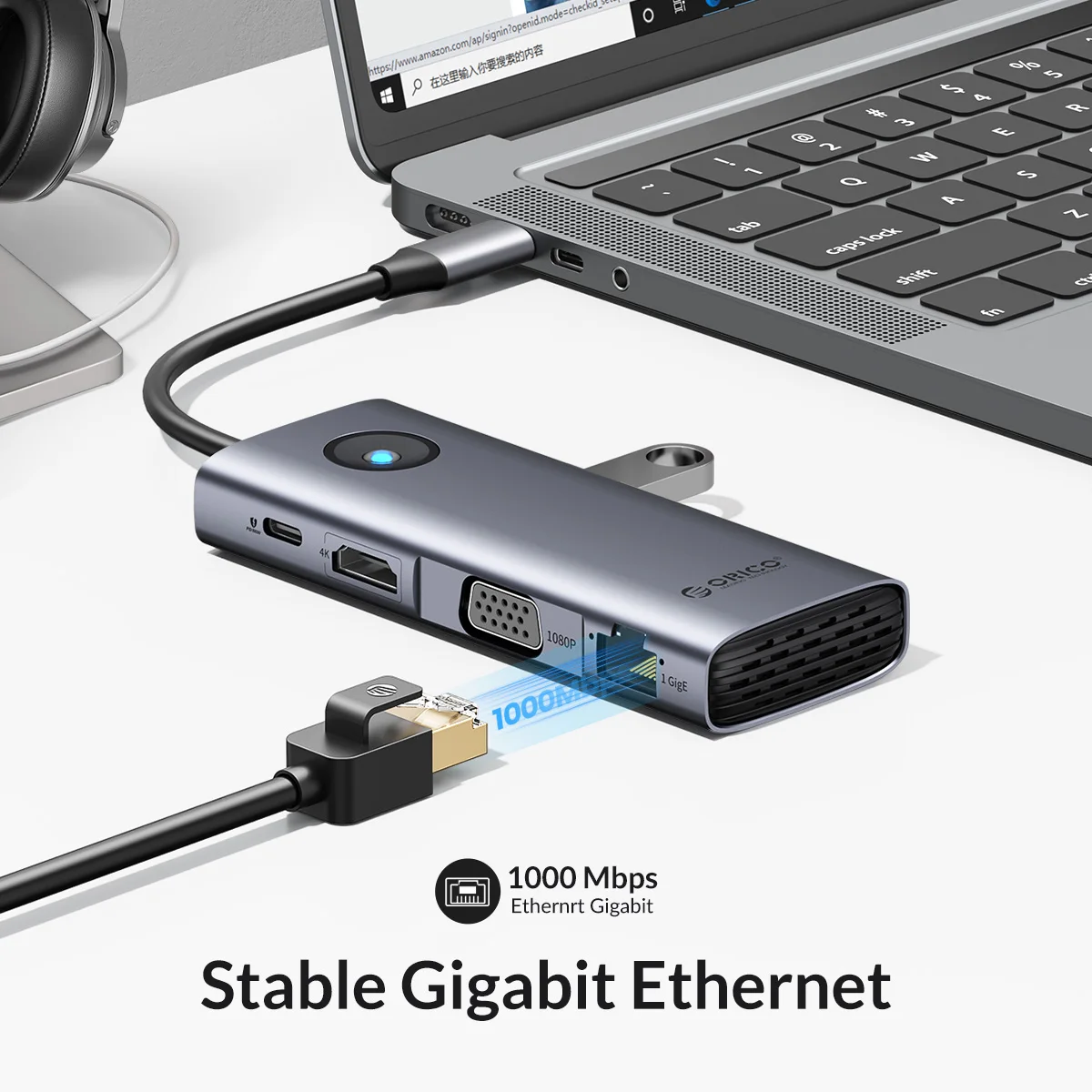 Orico-estação de Ancoragem tipo c Usb 3.0 Hub Rgb Compatível com Hdmi Dp1.4 Adaptador Pd100w sd Divisor tf para Macbook Huawei Mate 4k60hz - Imagem 2