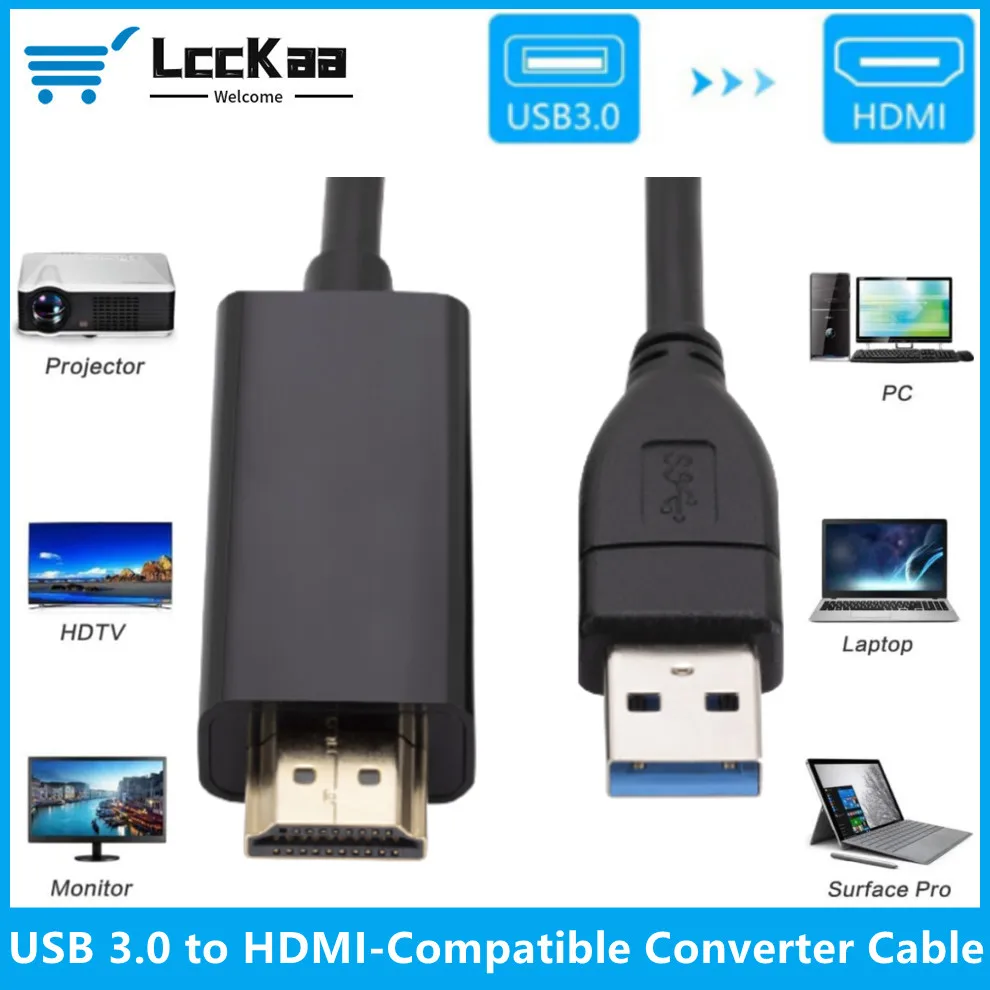 Usb 3.0 para Hdmi Adaptador Usb para Hdmi Conversor Usb a para Cabo Hdmi 1080p 60hz Adaptador de Áudio e Vídeo para pc Laptop Projetor Hdtv