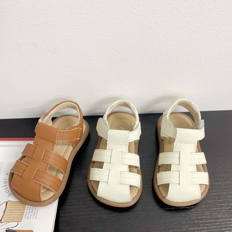2025 New Gladiator Sandals For Kids Girls Closed Toe Baby Summer Shoes 1-2-3 years Solid Baby Sandals Toddler Barefoot Shoes 3