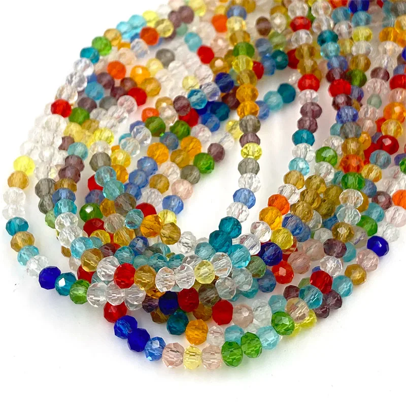 Rondelle Crystal Beads 2mm Loose Spacer Faceted Glass Beads for Jewelry Making DIY Necklace Bracelet Accessories