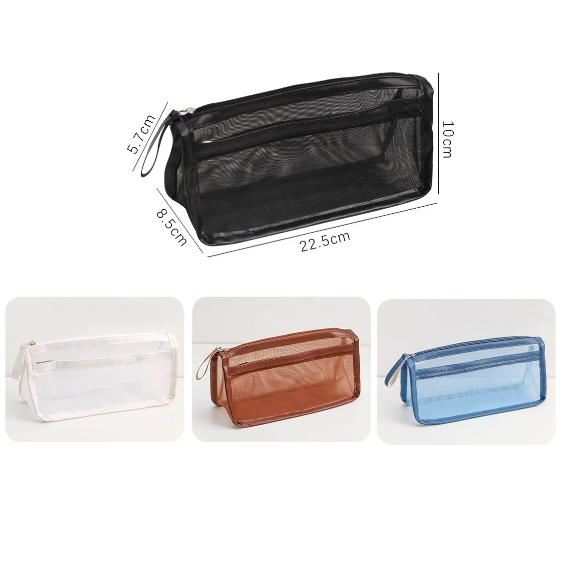 Large Grid Mesh Pencil Case 2 Compartment Pen Bag Clear Handheld  Multifunction Pencil Pouch Transparent MakeupBag for Teen Adult - AliExpress