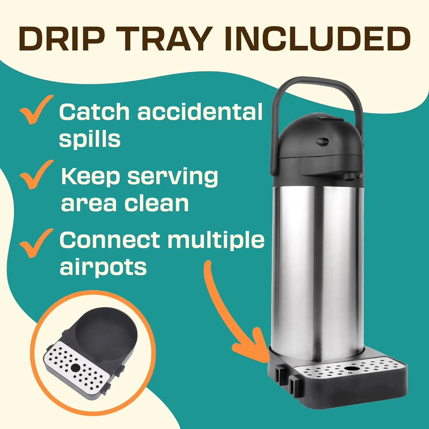 Coffee Dispenser with Pump & Tray - 101oz/3L Coffee Carafe with Pump - 12 Hours Hot Coffee Dispenser for Parties -Coffee 3