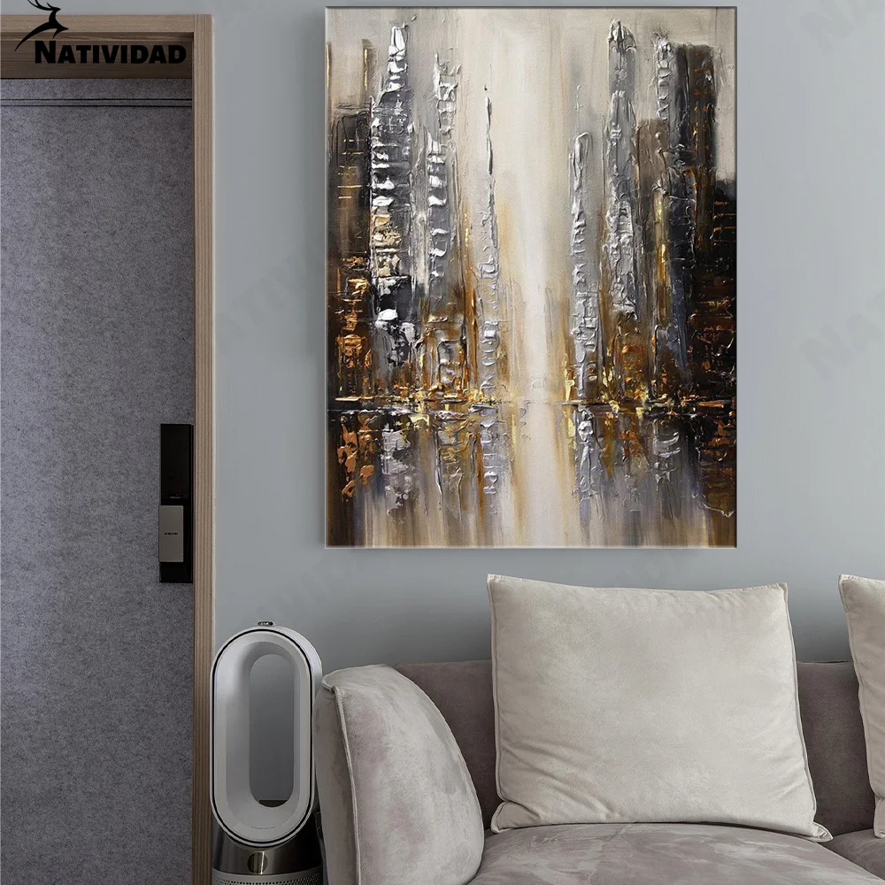 

Silver City Canvas Print Posters Metal Art Prints Artwork Cities Canvas Painting Living Room Bedroom Office Decor Home Decor