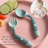 1 Pair Silicone Spoon for Baby Bendable Soft Fork Children Feeding Training Tableware Silicone Soft Fork Spoon Set Tableware 3