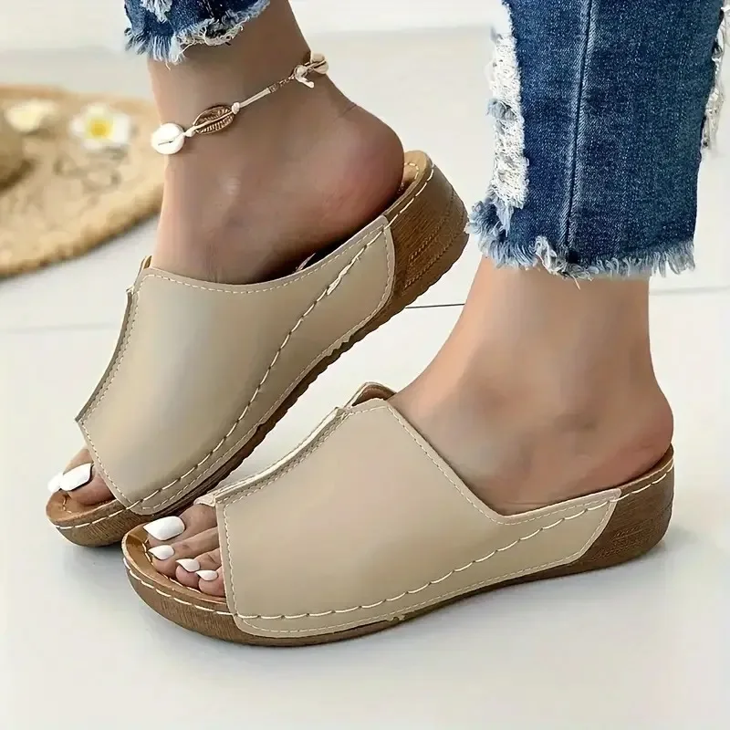 New Open Toe Women's Wedge Sandals White Summer Fashion Breathable Comfortable Sandals Woman Buckle Female Footwear Woman Shoes