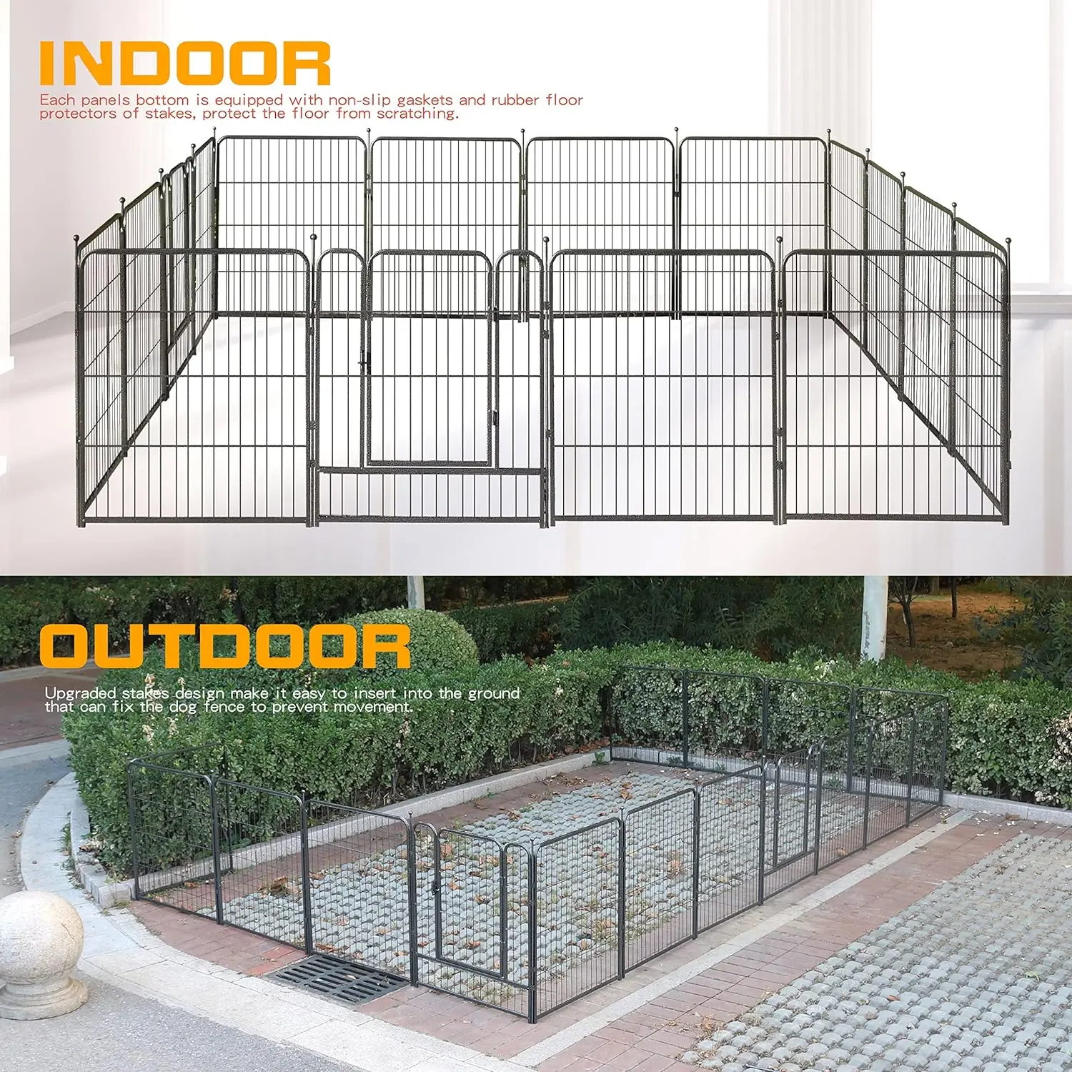 Dog Playpen,32/40/45 Inch Height in Heavy Duty, Folding Indoor Outdoor Anti-Rust Dog Exercise Fence, Portable Pet Playpen with D