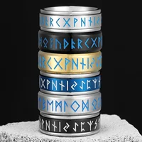 Luminous Viking Runes Men Fidget Rings Stainless Steel Jewelry Punk Rock Rotatable Fashion Accessories for Women Gift Wholesale 1