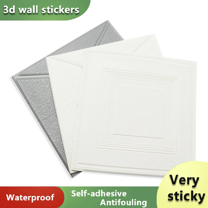12pcs Self Adhesive 3D Foam Wall Sticker Sticker DIY Soundproof Waterproof 3D Panel Moistureproof Bathroom Kitchen Home Decor