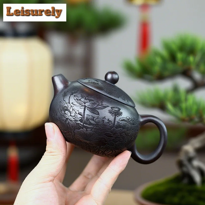240ml Authentic Yixing Purple Clay Teapots Handmade Xishi Pot Raw Ore Antique Red Mud Tea Maker Kettle Chinese Zisha Tea Set